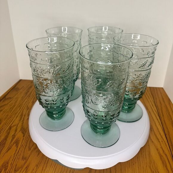 Mikasa Tender Leaves Green Iced Tea Water Goblets set of 5 - Picture 3 of 4